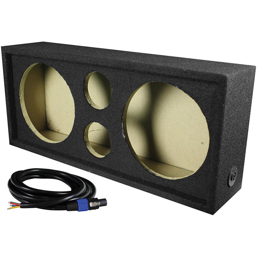 QPower Full Range Empty Dual 10″ Enclosure and Dual 3-3/4″ Tweeter Openings with Speakon Connection and Cable