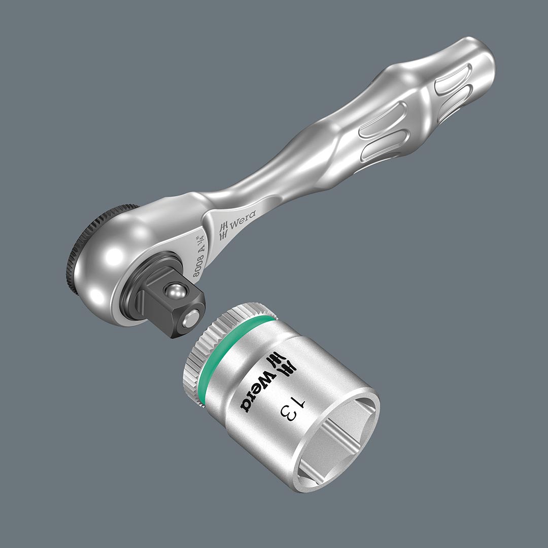 Wera 8008 A Zyklop Mini 3 Ratchet With 1/4" Square Drive