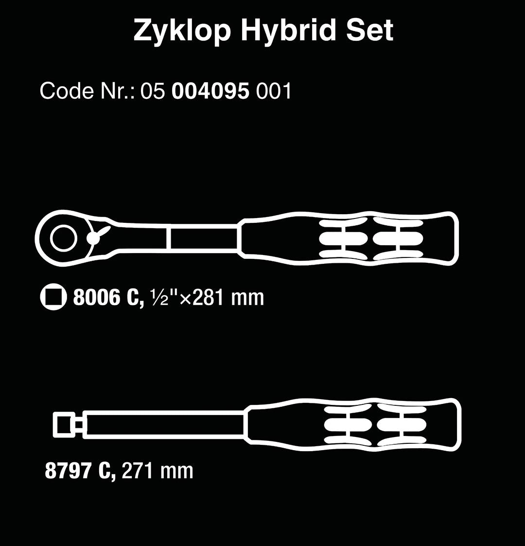 Wera 1/2” Drive Hybrid Switch Ratchet With Extension