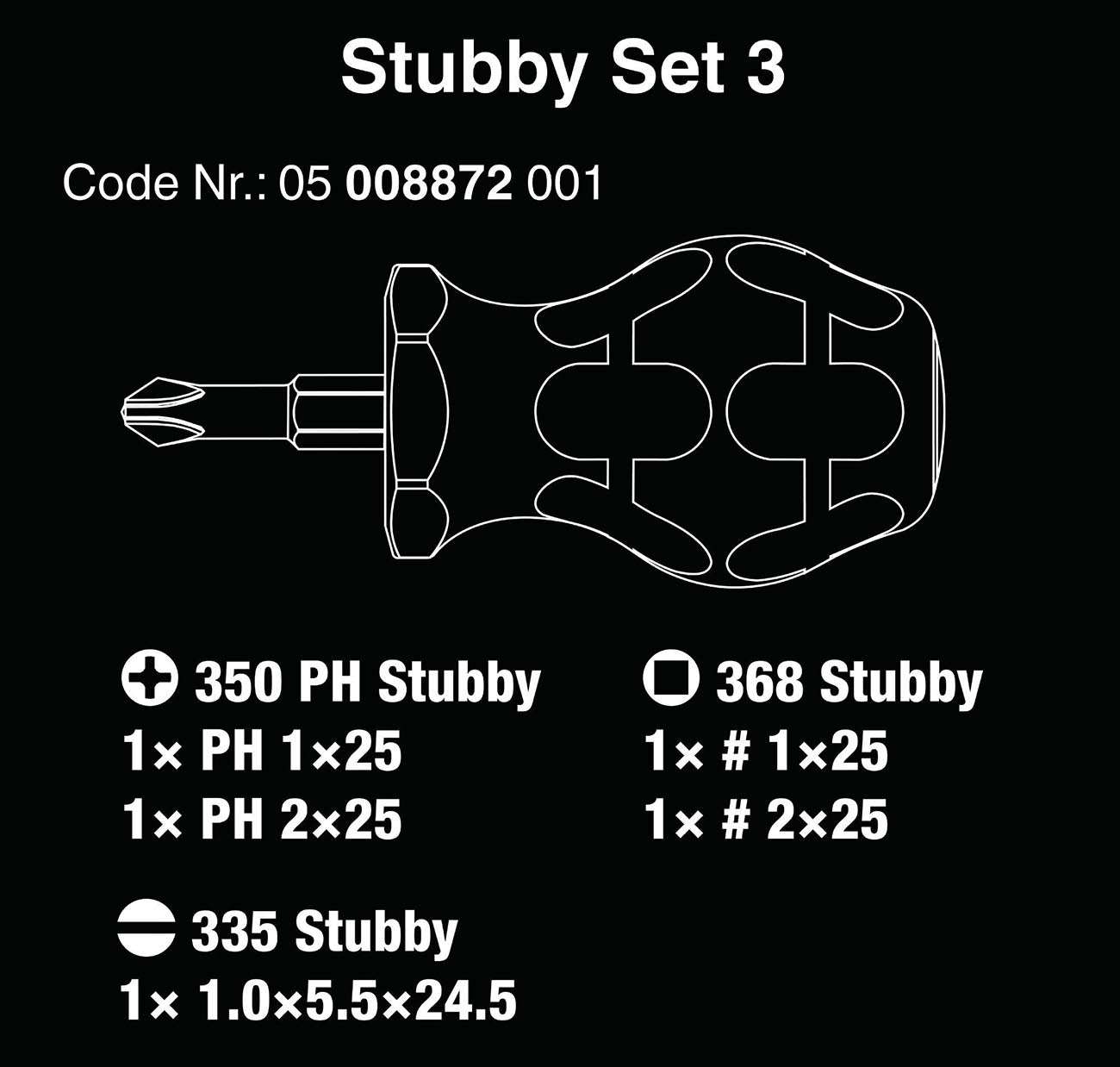 Wera Stubby Set Screwdriver Set (5 Piece Set)