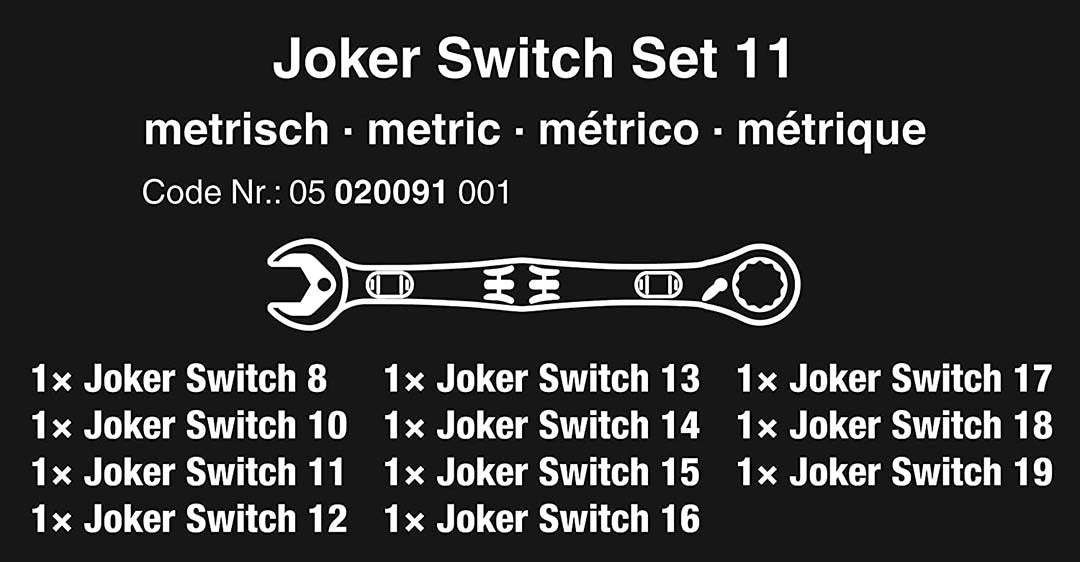 Wera Joker Switch 11 - Set Of Metric Ratcheting Combination Wrenches - 11 Piece