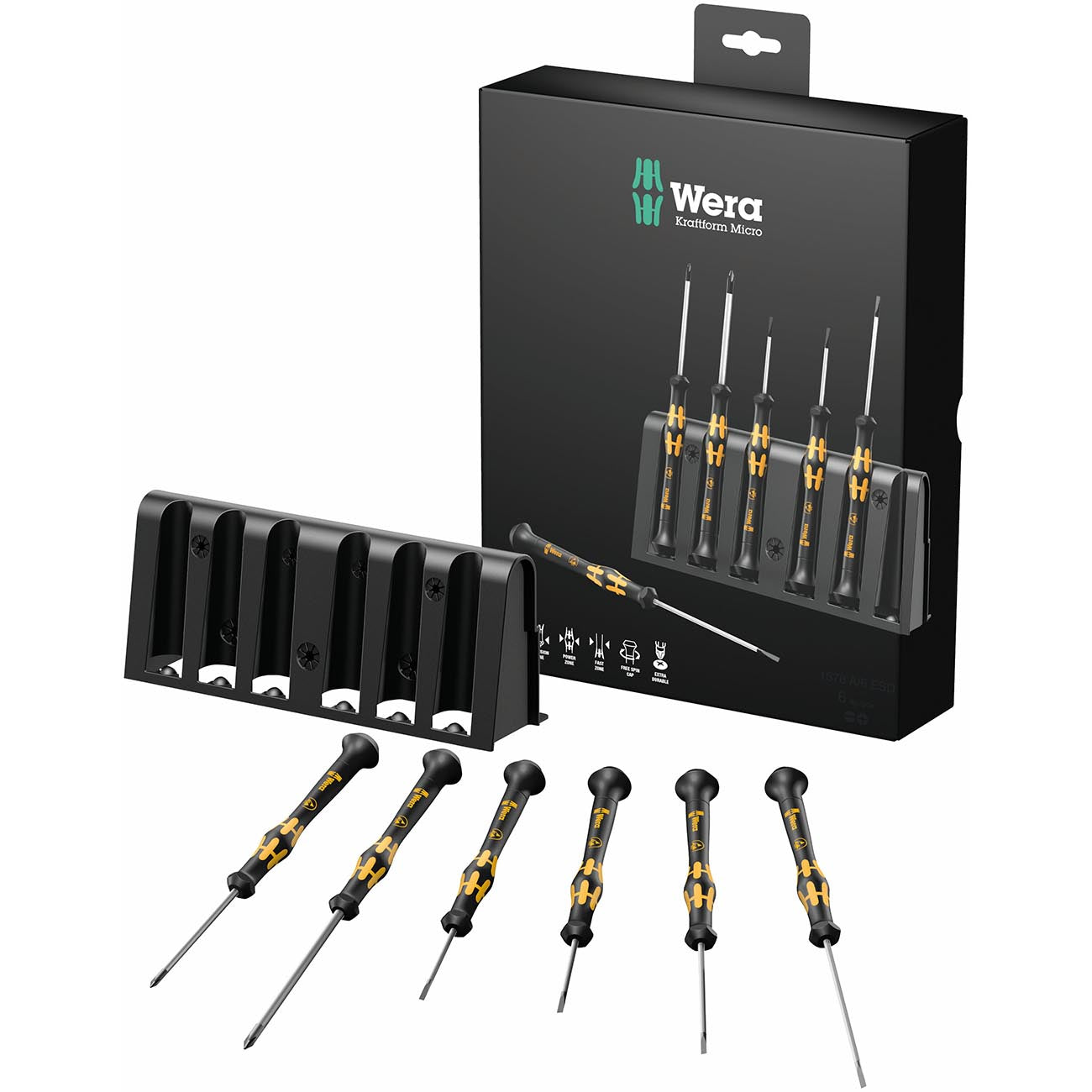 Wera 1578 A/6 Esd Screwdriver Set And Rack For Electronic Applications (6 Piece)