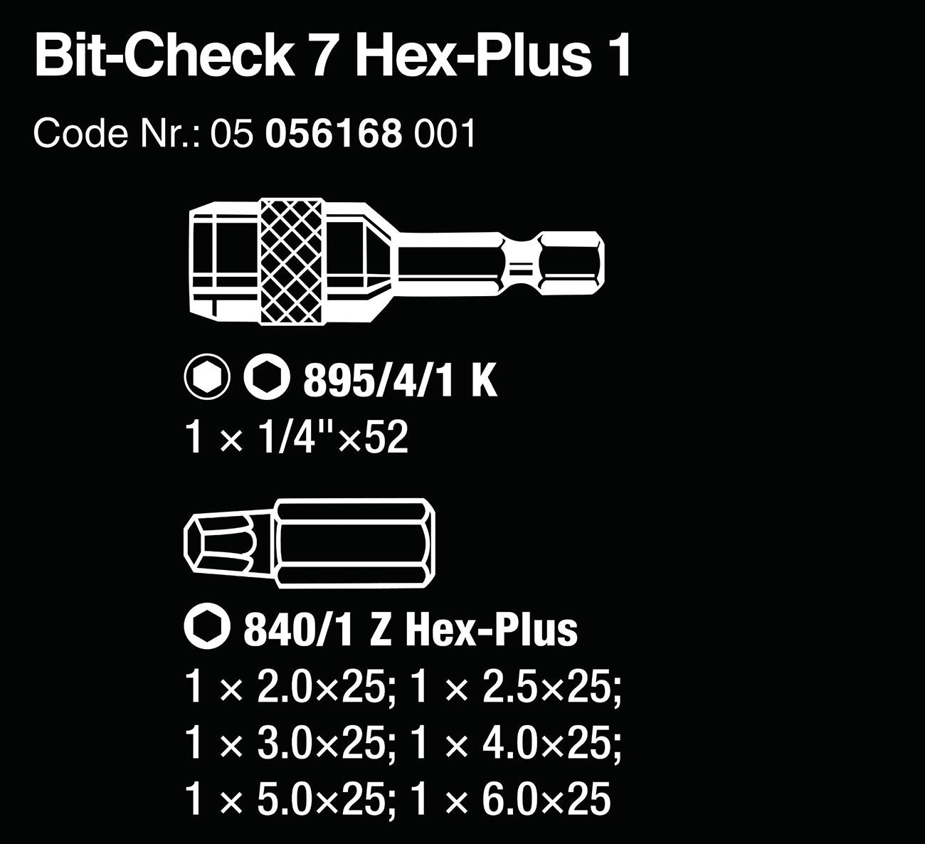 Wera Bit-check Hex-plus Bit Set (7 Piece Set)