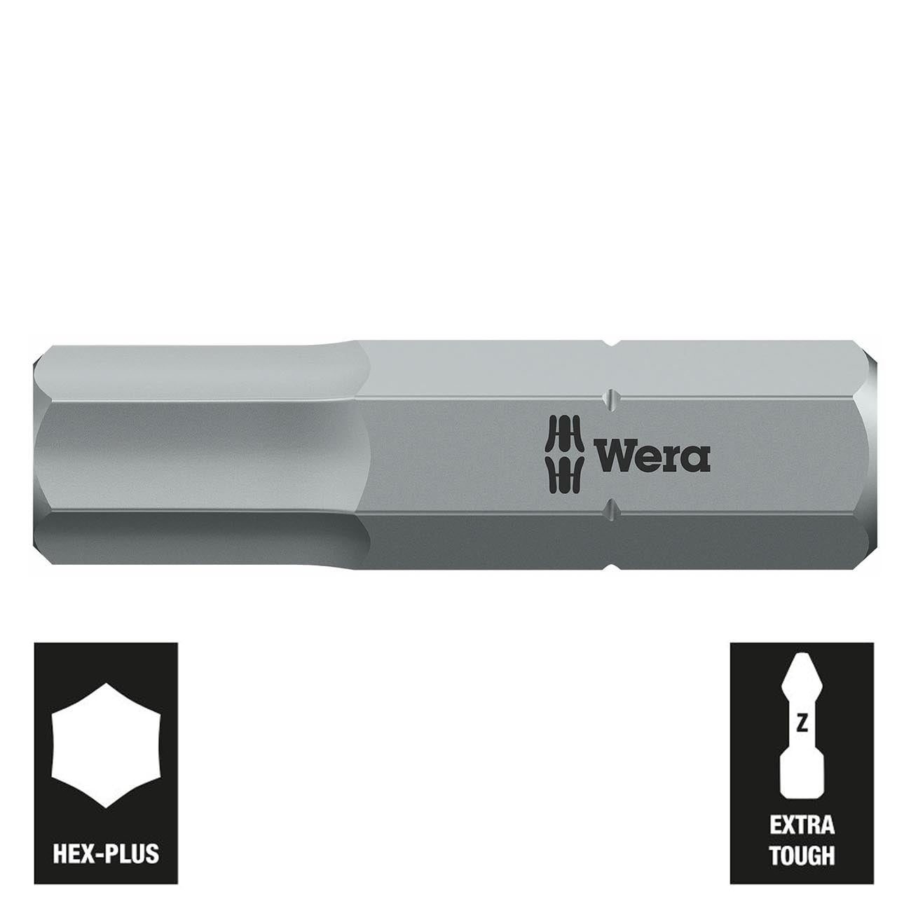 Wera 6mm Hex-plus Bit - 1/4" Drive