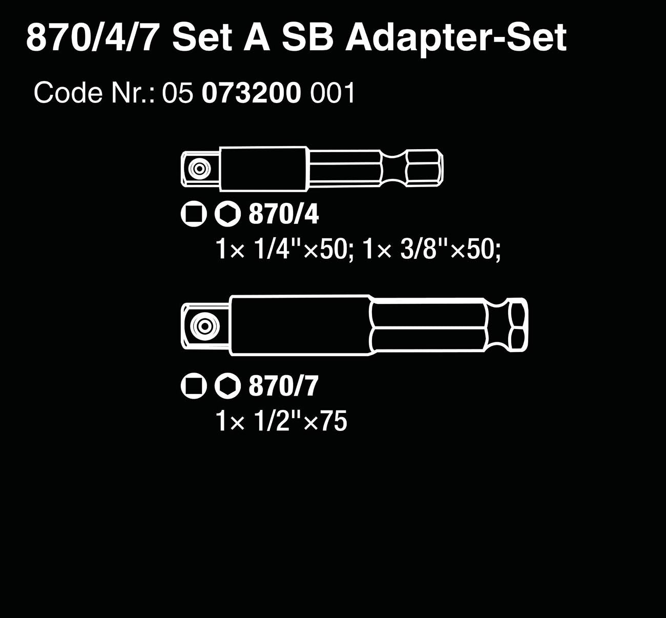 Wera 870/4/7 Set 1/4" Drive Adapter Set (3 Piece)