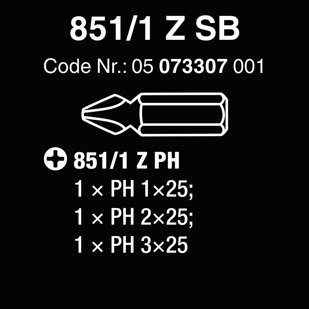 Wera Phillips Screwdriver Bits (3 Piece Set)