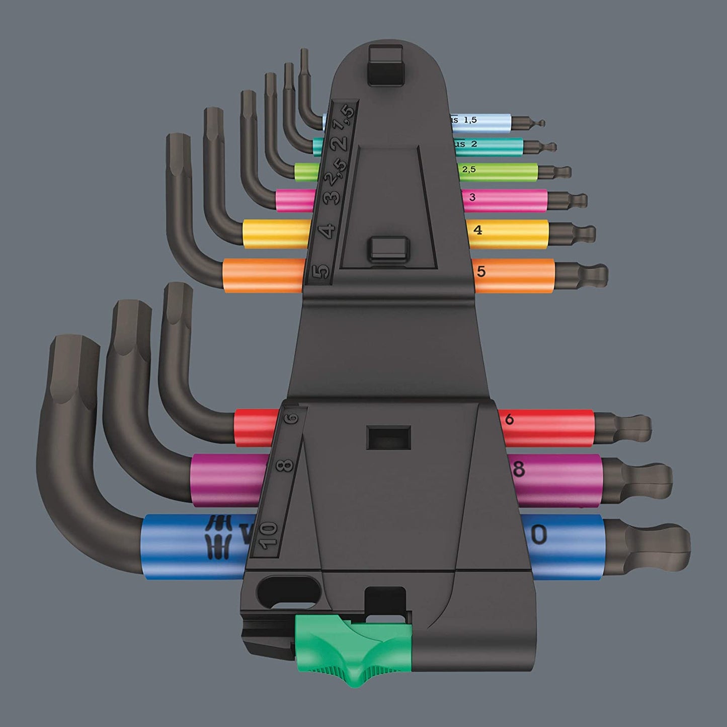 Wera Metric Hex-plus Short Shaft Allen Wrench Set (9-piece Set) - Color Coded