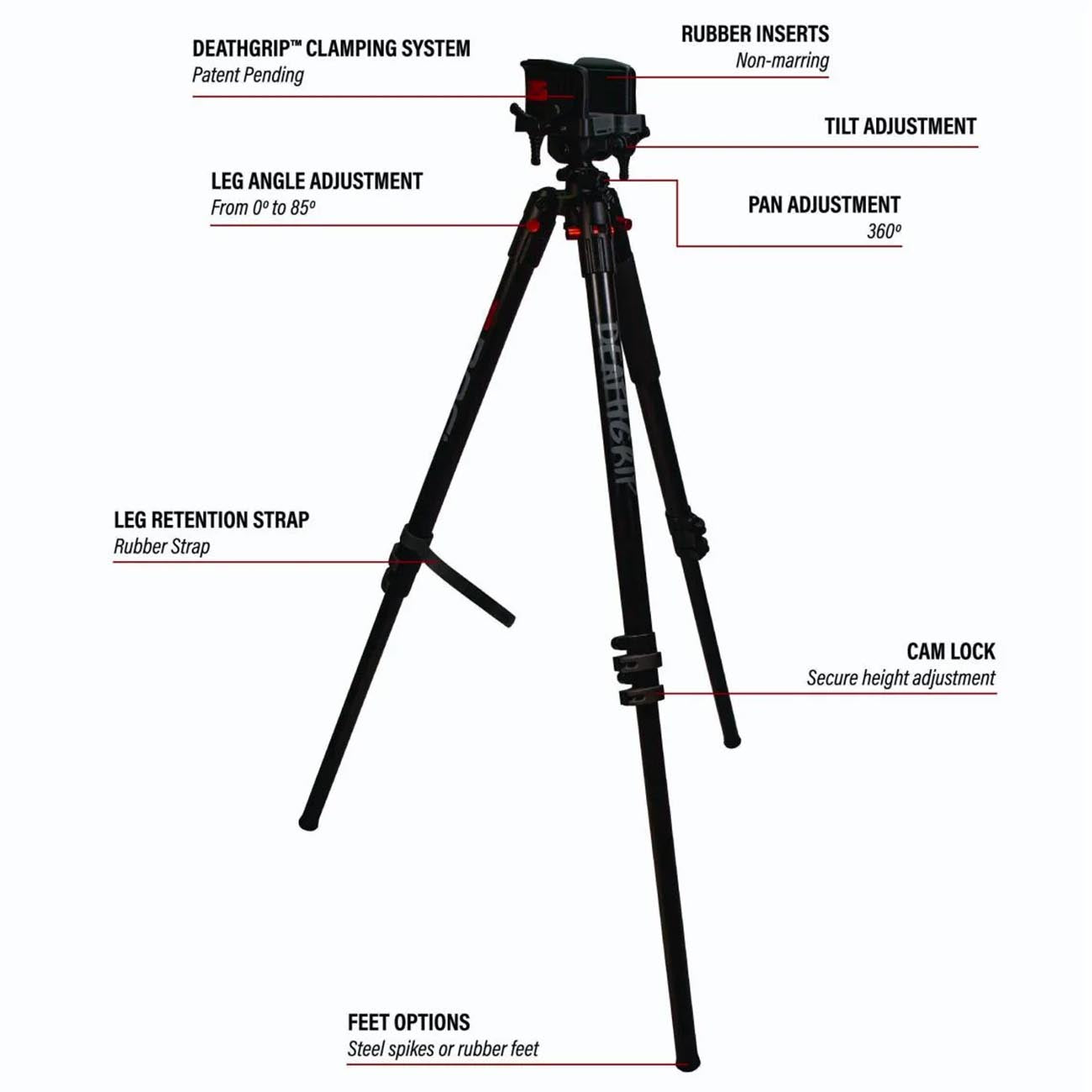 Bog Pod Death Grip Clamping Aluminum Tripod