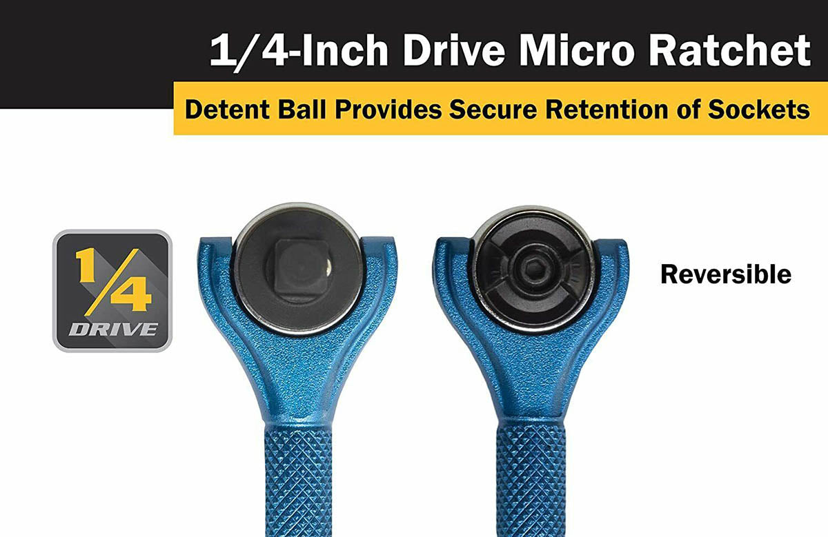 Titan 1/4" Drive Aluminum Swivel Head Micro Ratchet Blue