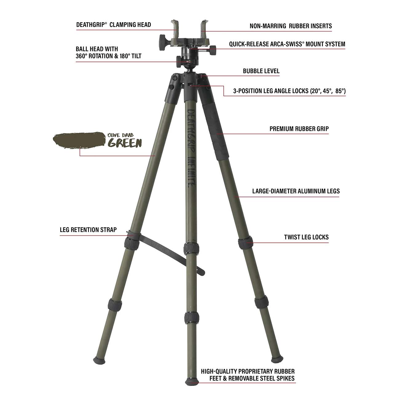 Bog Deathgrip Infinite Aluminum Tripod - Od Green