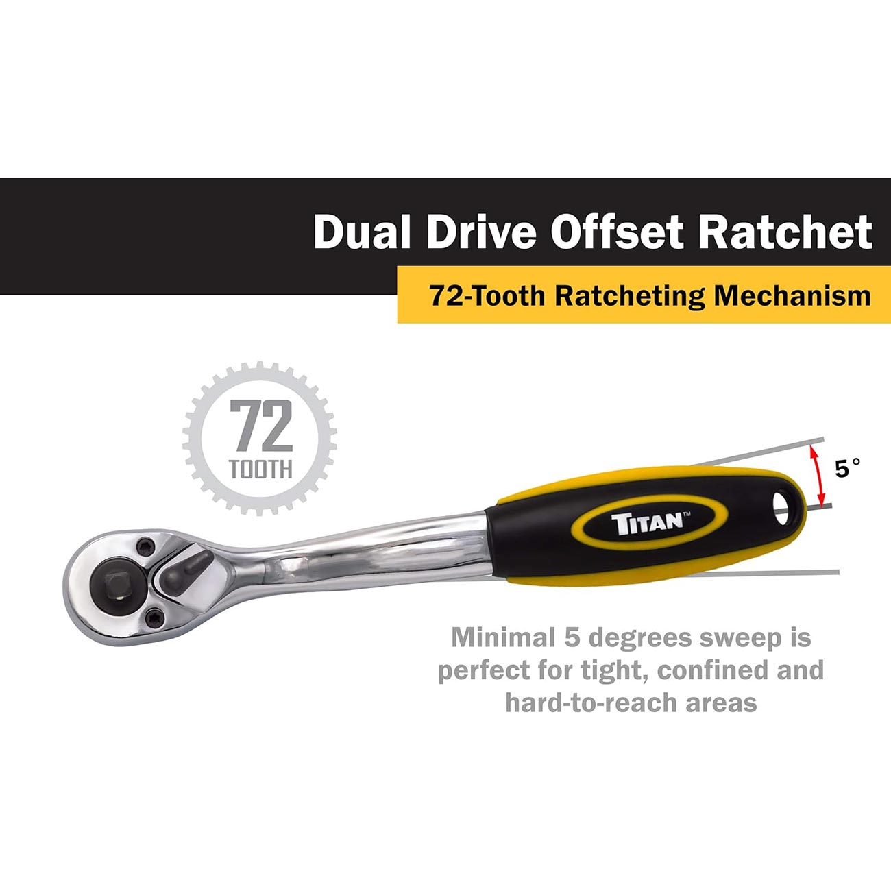 Titan Dual Head Offset Ratchet With 1/4" And 3/8" Drives