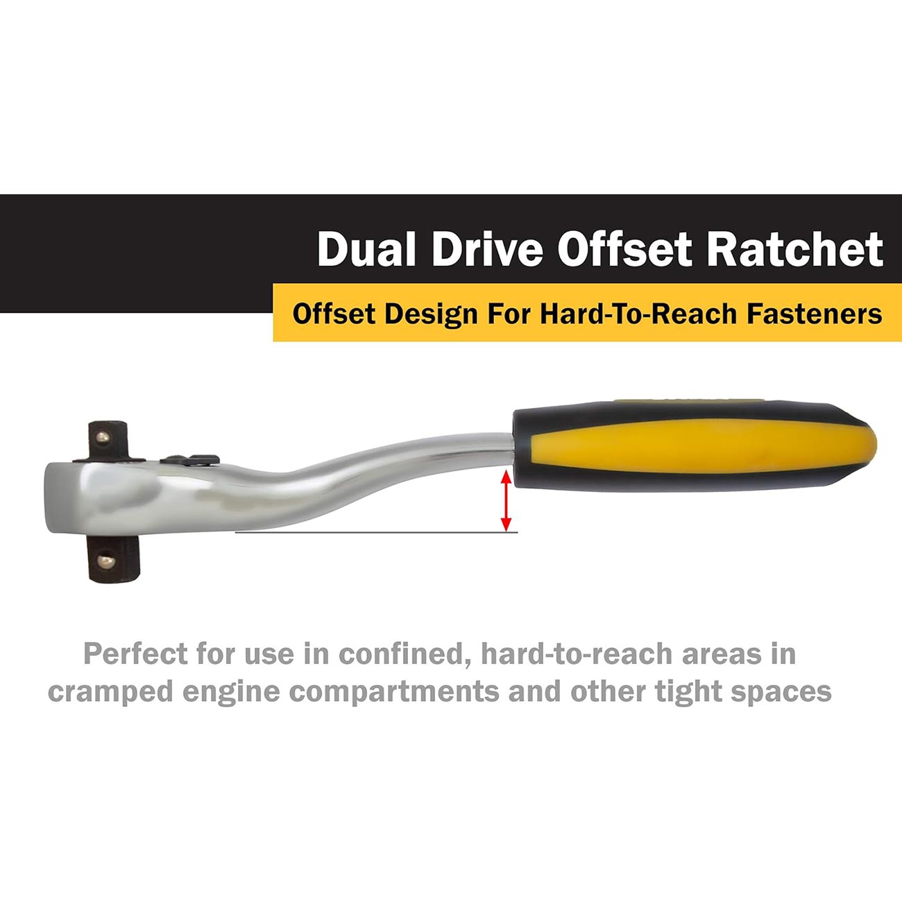 Titan Dual Head Offset Ratchet With 3/8" And 1/2" Drives