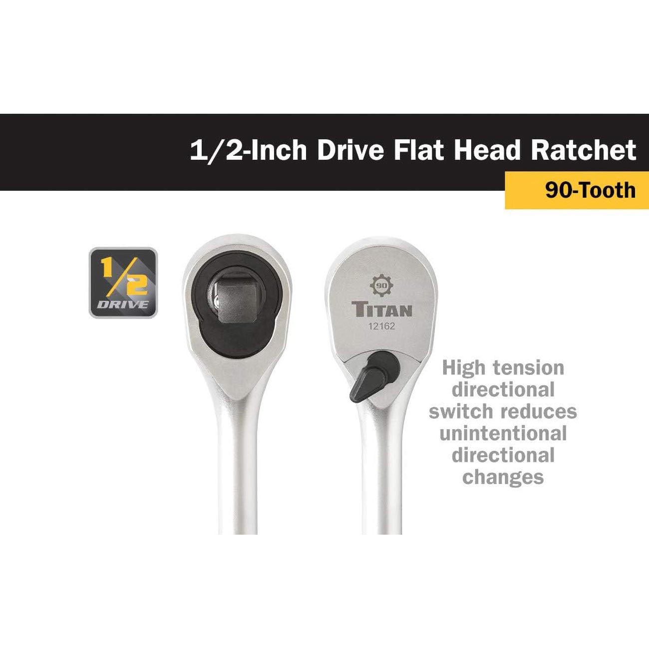 Titan 1/2" Drive X 16" Flat Head Ratchet - 90 Tooth