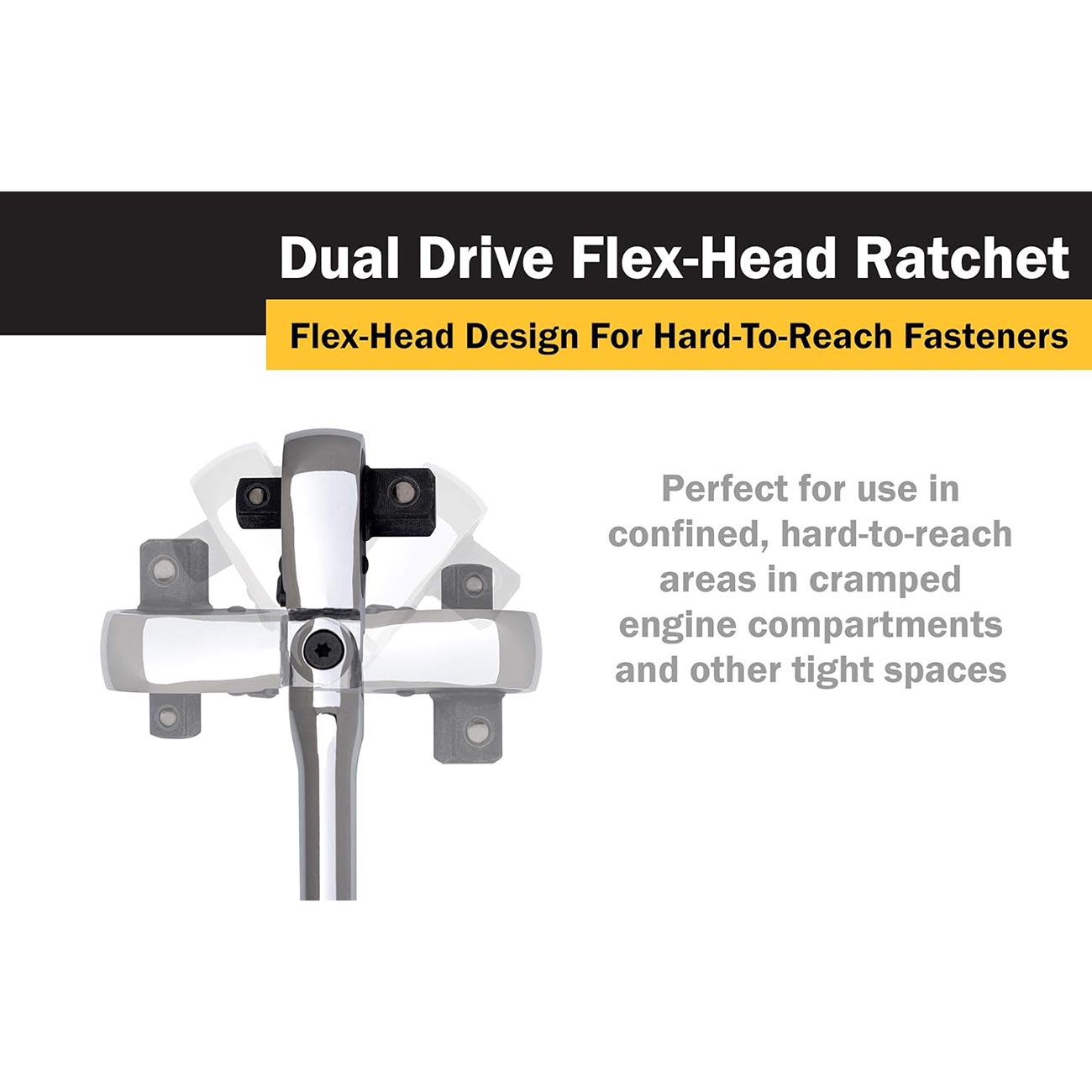 Titan Dual Drive 3/8" And 1/2" X 9-1/2" Flex Head Ratchet - 72 Tooth