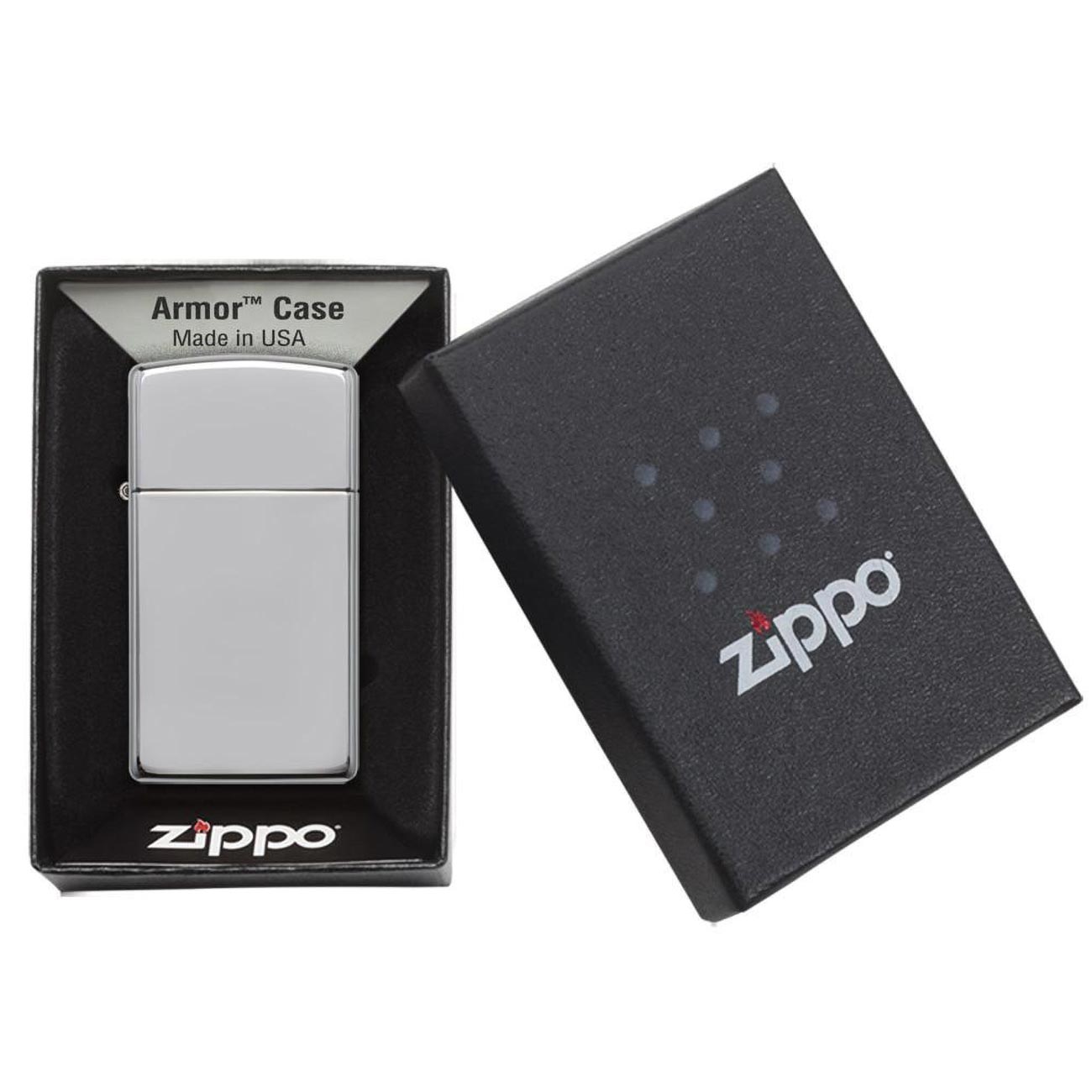 Zippo Windproof Lighter Slim Armor Case (1.5 Times Thicker)  High Polish Chrome