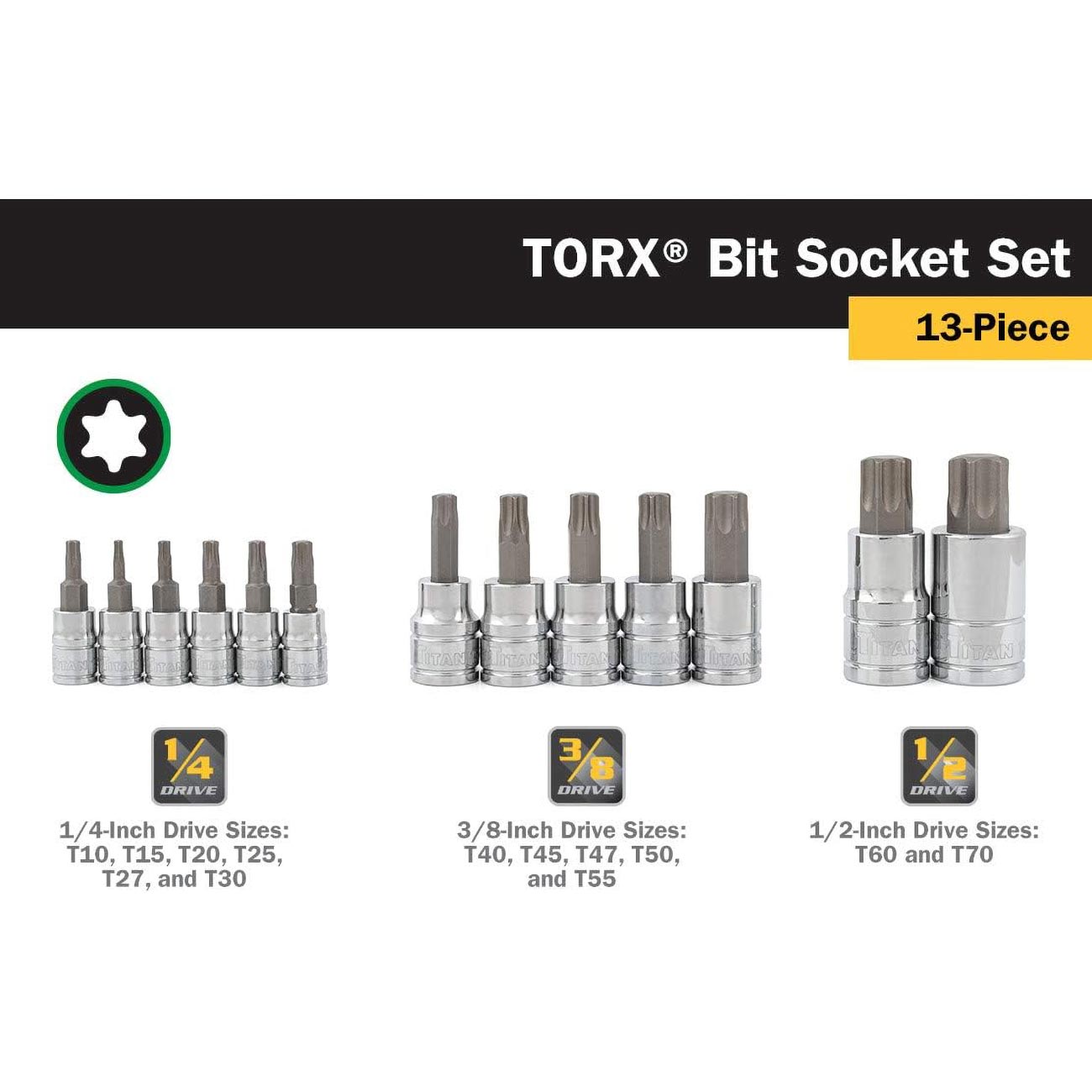 Titan Torx Bit Socket Set (13 Piece Set)