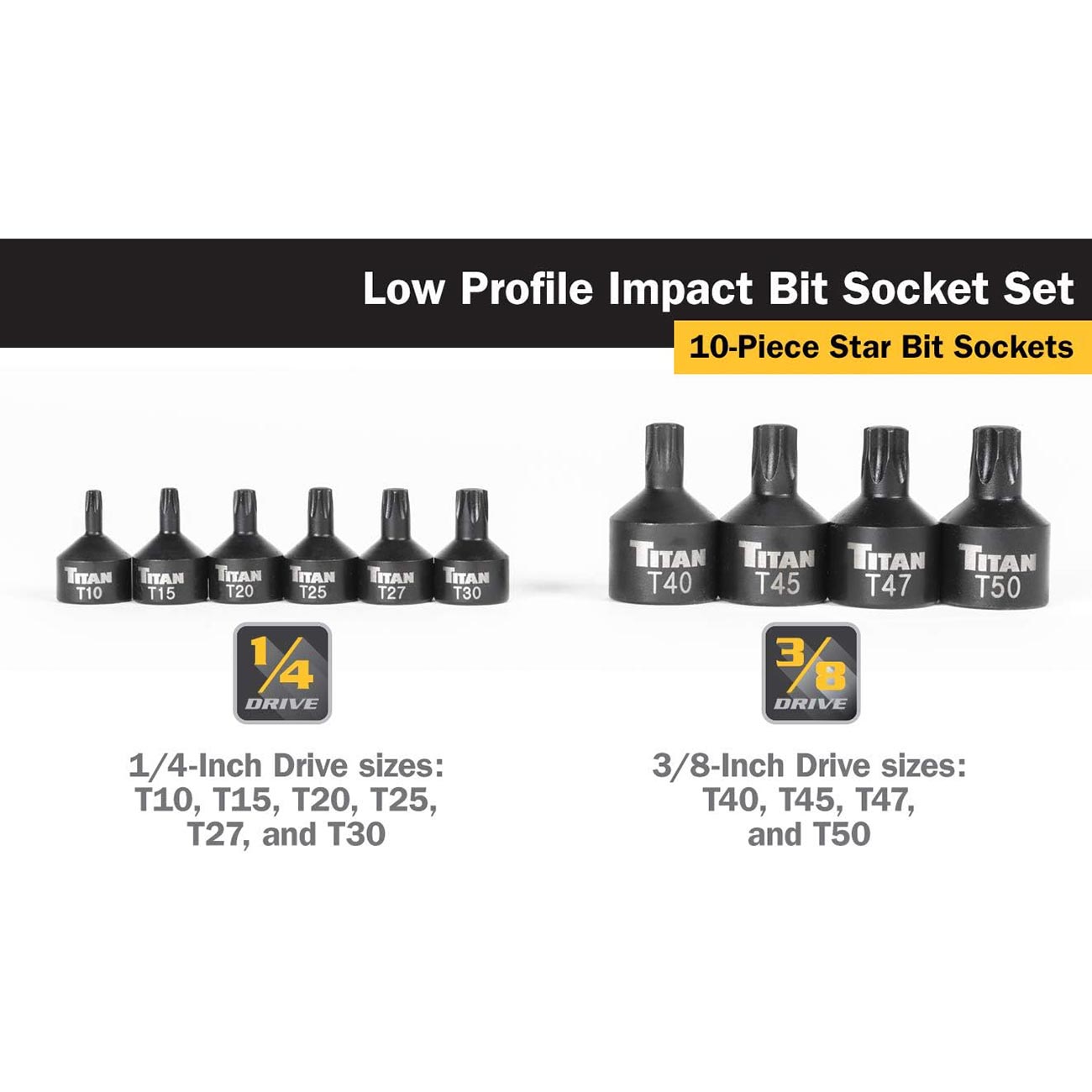 Titan Impact Grade Stubby Star Bit Socket Set (10 Piece Set)