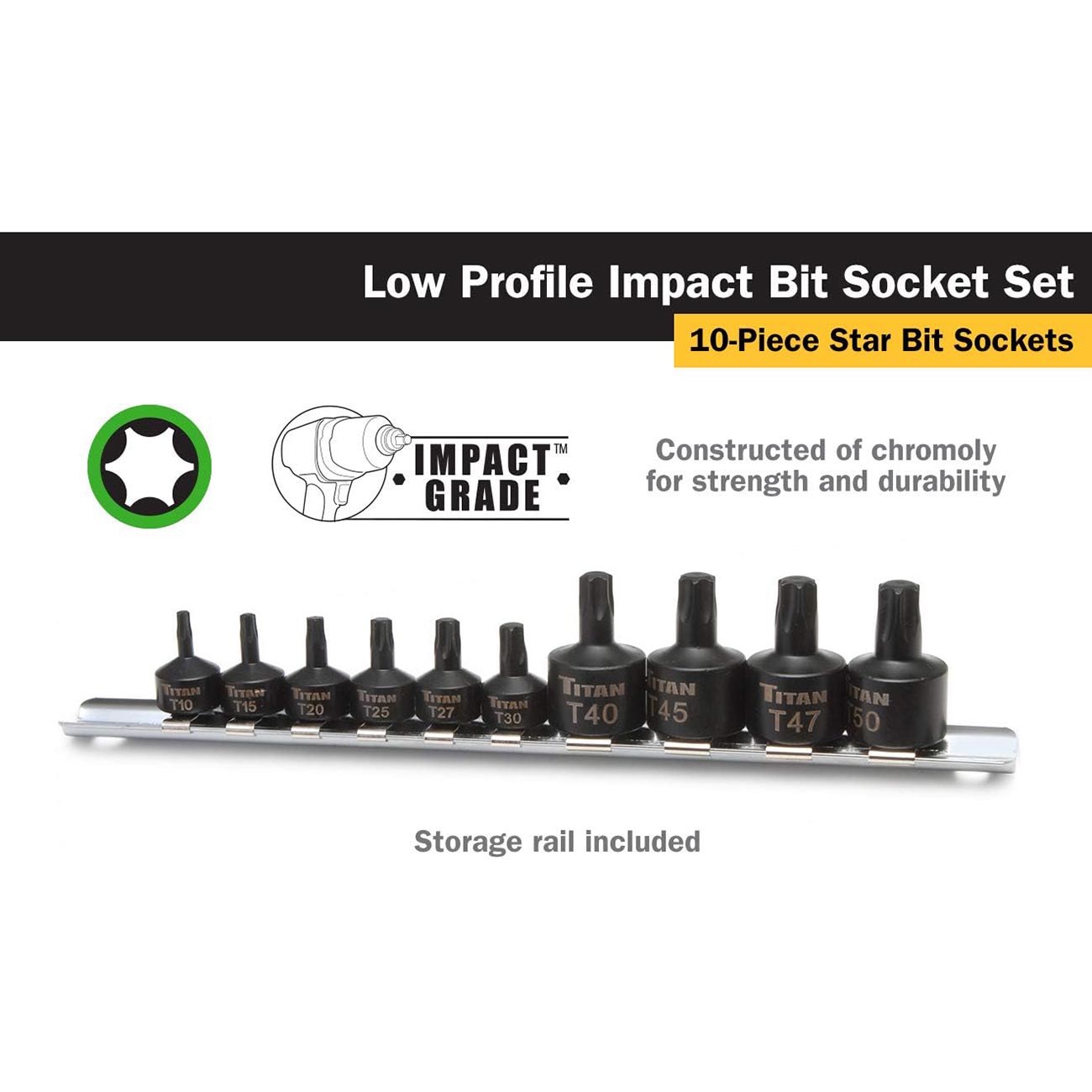 Titan Impact Grade Stubby Star Bit Socket Set (10 Piece Set)