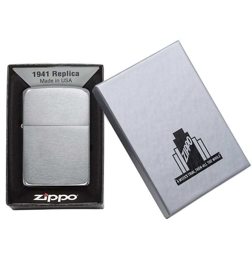 Zippo Windproof Lighter 1941 Replica Brushed Chrome