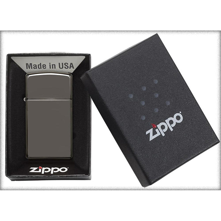 Zippo Windproof Lighter Slim Case Black Ice Finish