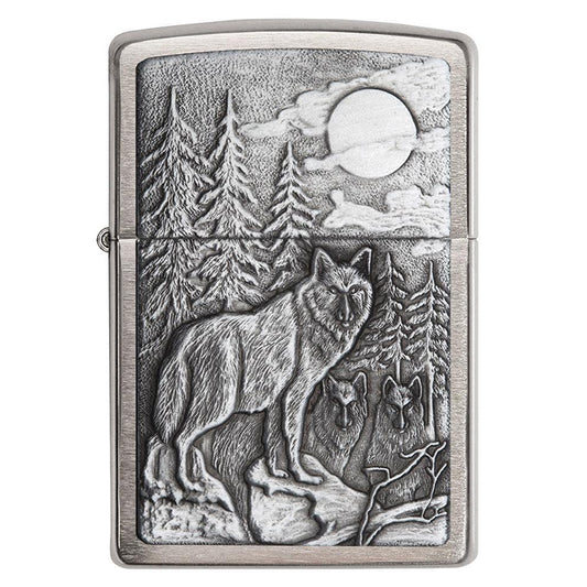 Zippo Windproof Lighter Timberwolves Emblem Brushed Chrome