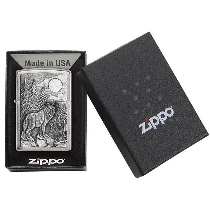 Zippo Windproof Lighter Timberwolves Emblem Brushed Chrome