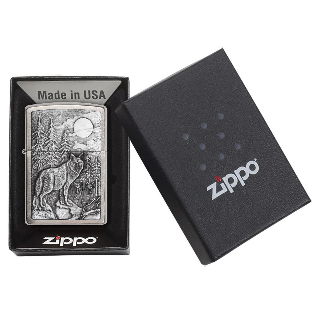 Zippo Windproof Lighter Timberwolves Emblem Brushed Chrome