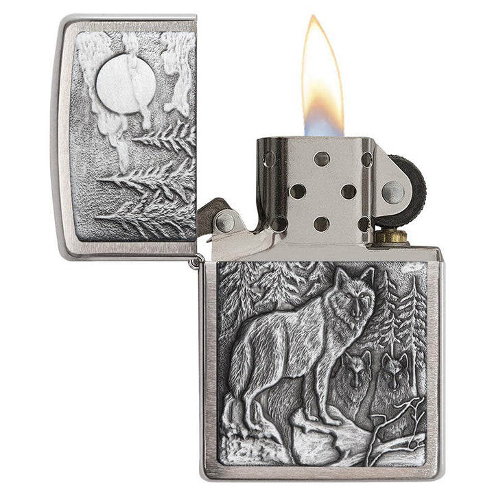 Zippo Windproof Lighter Timberwolves Emblem Brushed Chrome