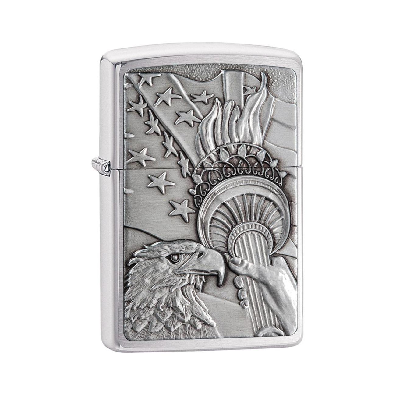 Zippo Windproof Lighter Patriotic Eagle Emblem Brushed Chrome