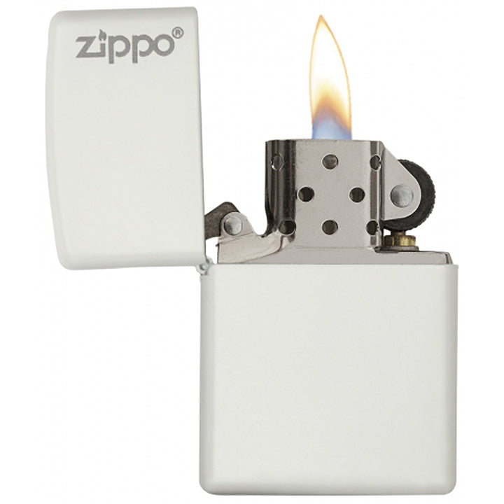 Zippo Windproof Lighter Classic White Matte Zippo Logo