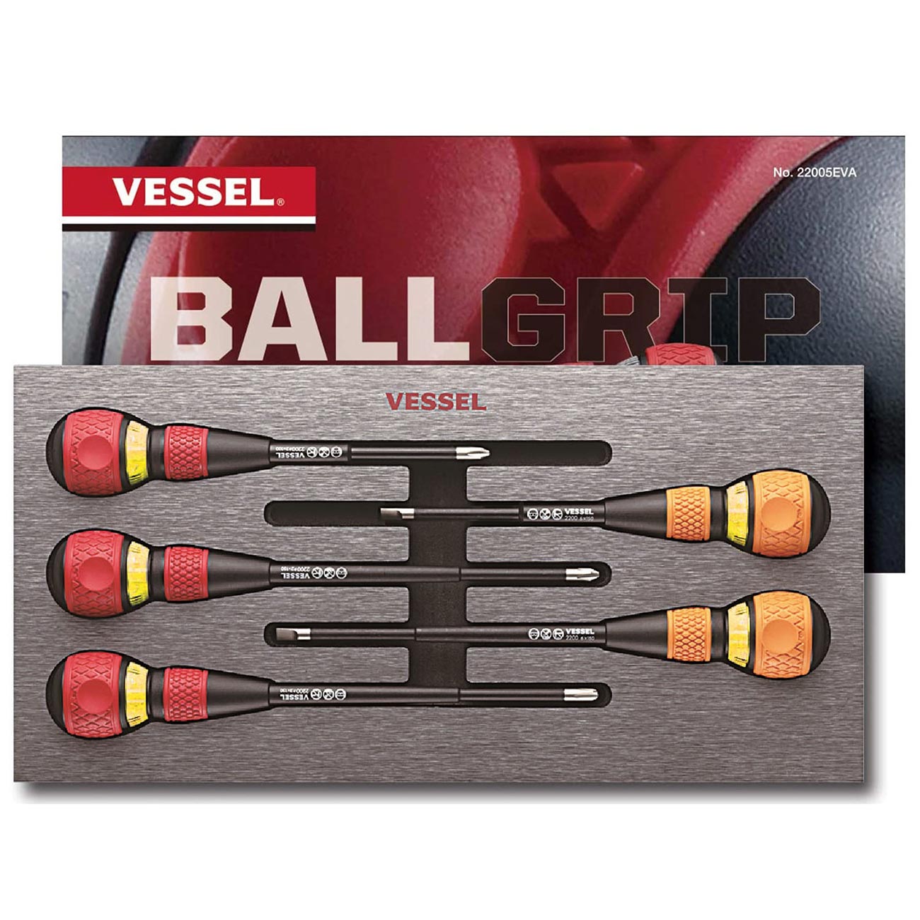 Vessel Ratcheting Ball Grip Screwdriver Set (5 Piece Set)