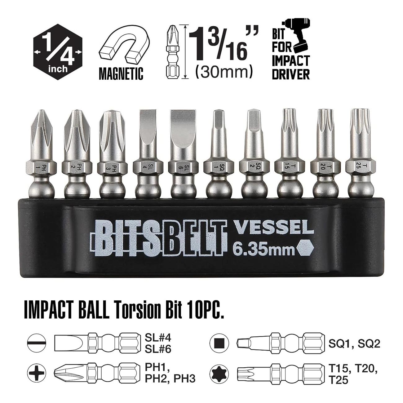 Vessel Ball Grip Interchangeable Ratchet Screwdriver 10pc. Bit Set