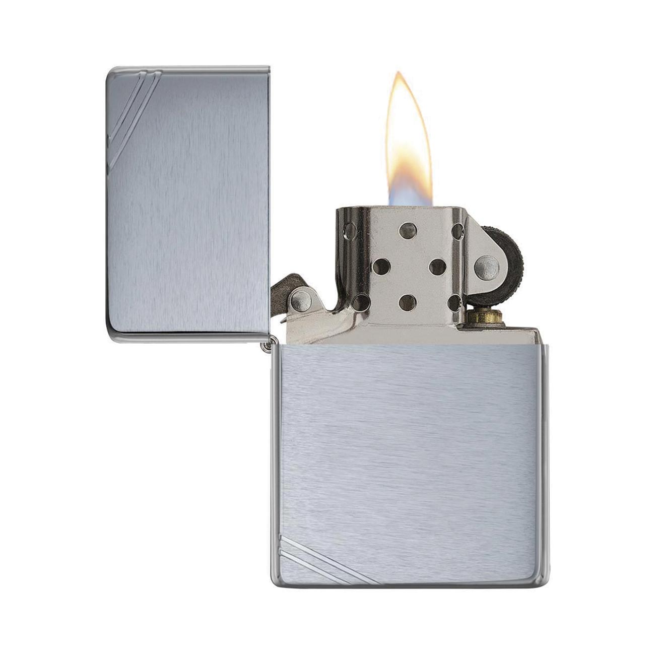 Zippo Windproof Lighter Brushed Chrome Vintage With Slashes