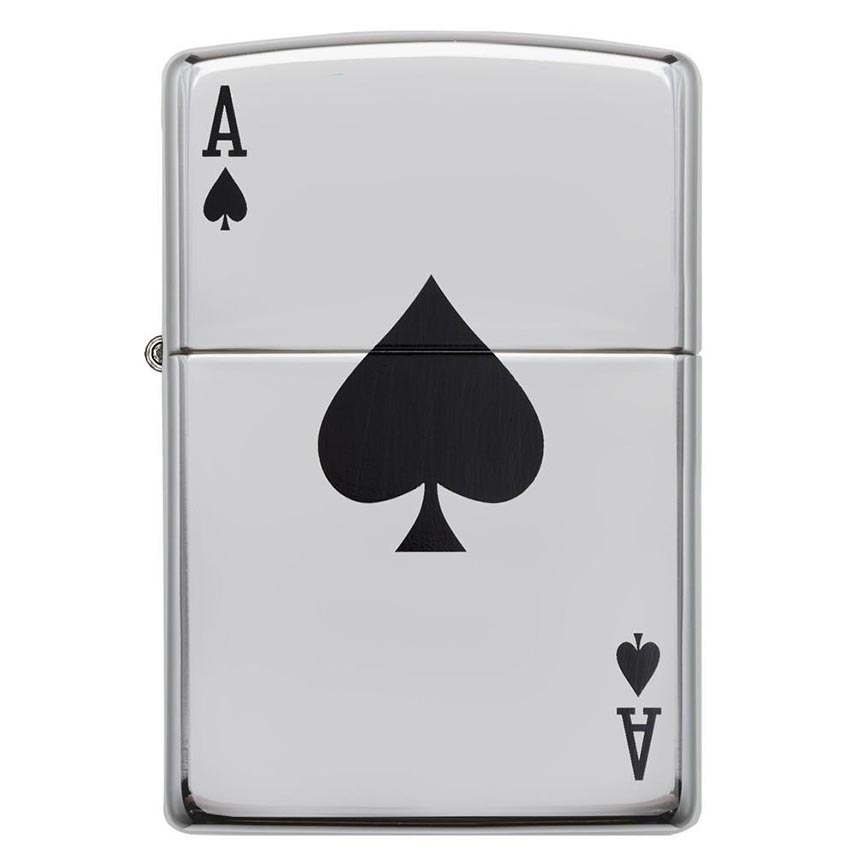 Zippo Windproof Lighter Simple Spade Design High Polish Chrome