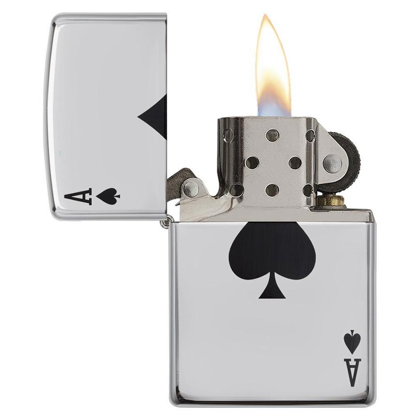 Zippo Windproof Lighter Simple Spade Design High Polish Chrome