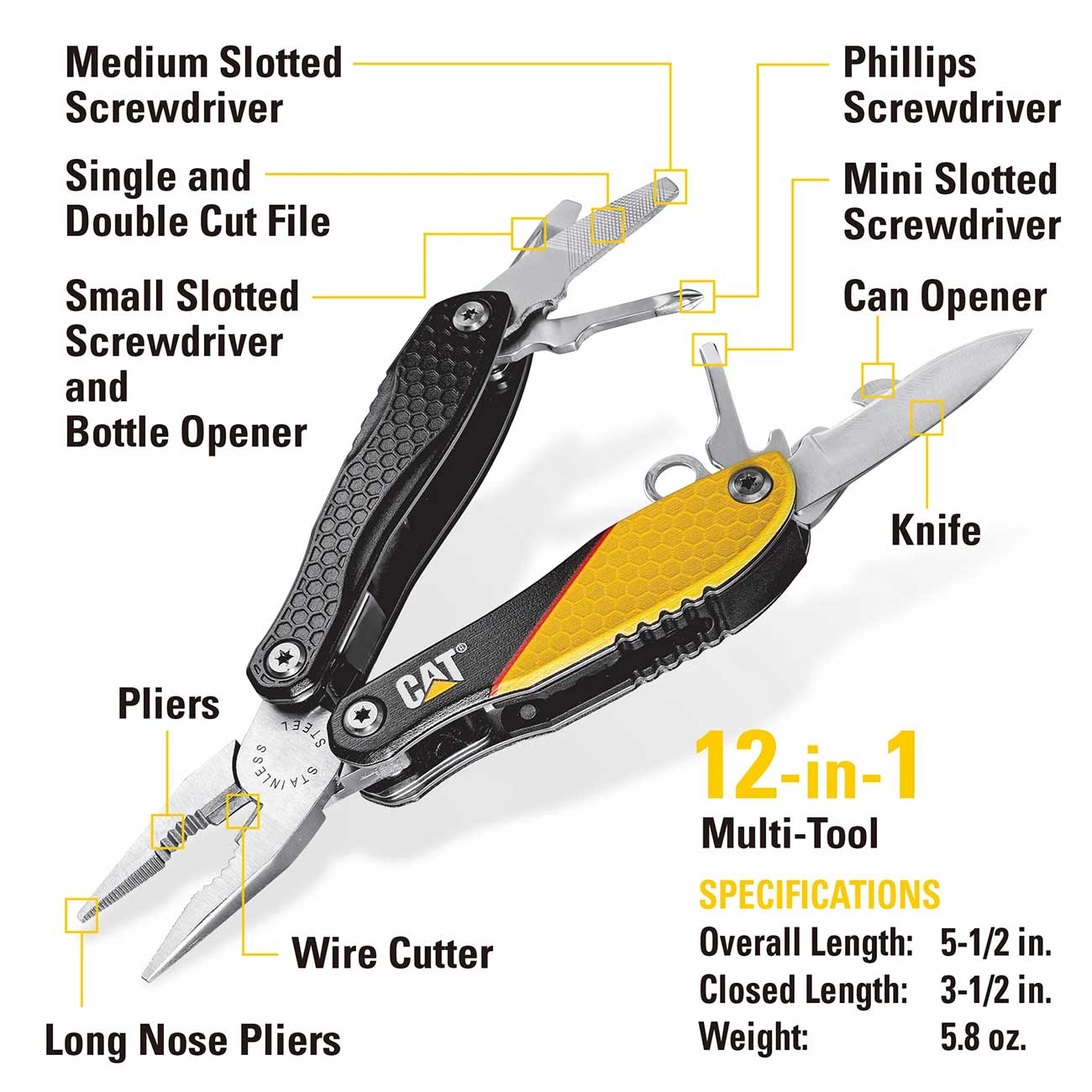 Cat 3 Piece 12-in-1 Multitool Knife And Multitool Key Chain Gift Box Set