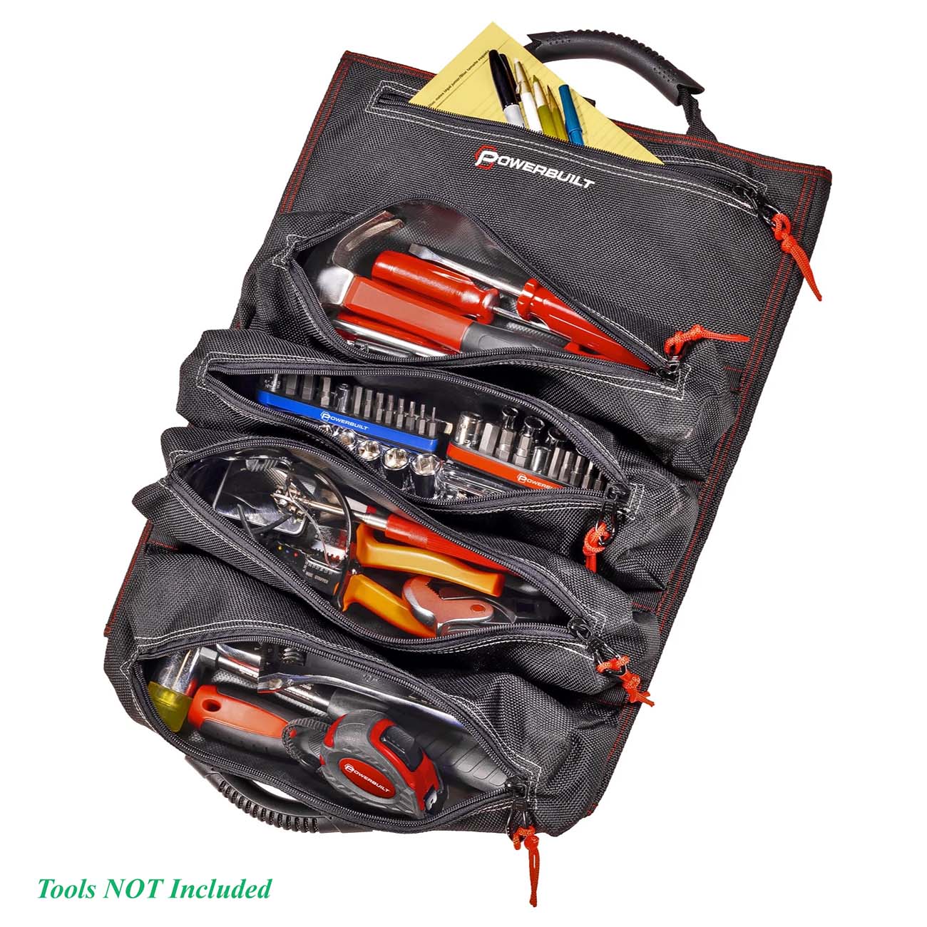 Powerbuilt 5 Zipper Pocket Roll Up Organizer Tool Bag