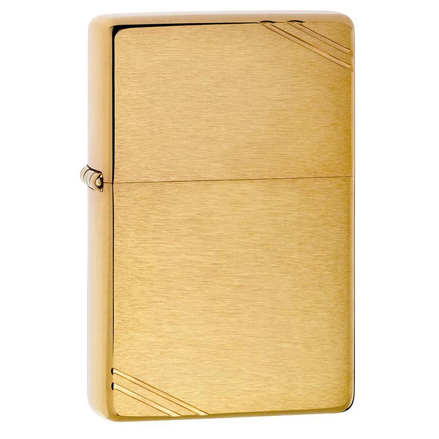 Zippo Windproof Lighter Vintage Brushed Brass W/slashes