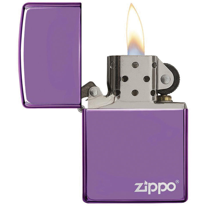 Zippo Windproof Lighter Classic High Polish Purple Zippo Logo