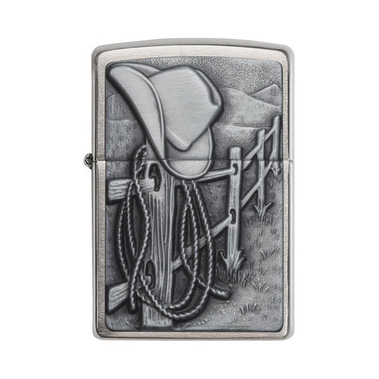 Zippo Windproof Lighter Resting Cowboy Brushed Chrome