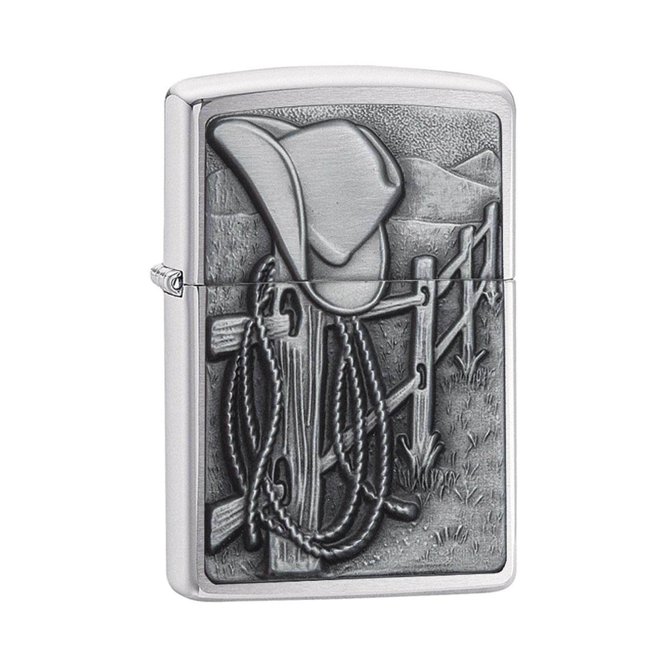 Zippo Windproof Lighter Resting Cowboy Brushed Chrome