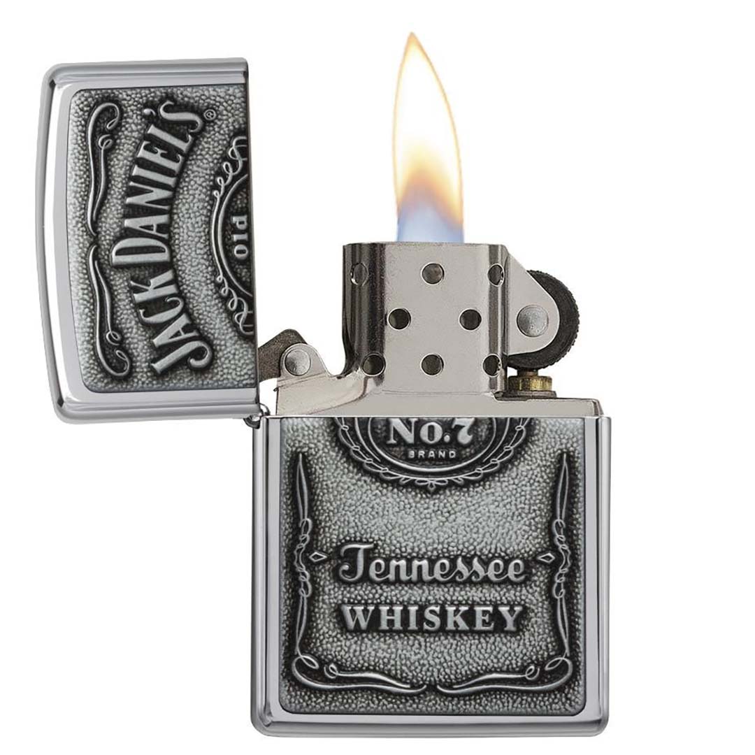 Zippo Windproof Lighter Jack Daniel's Label-pewter Emblem High Polish Chrome