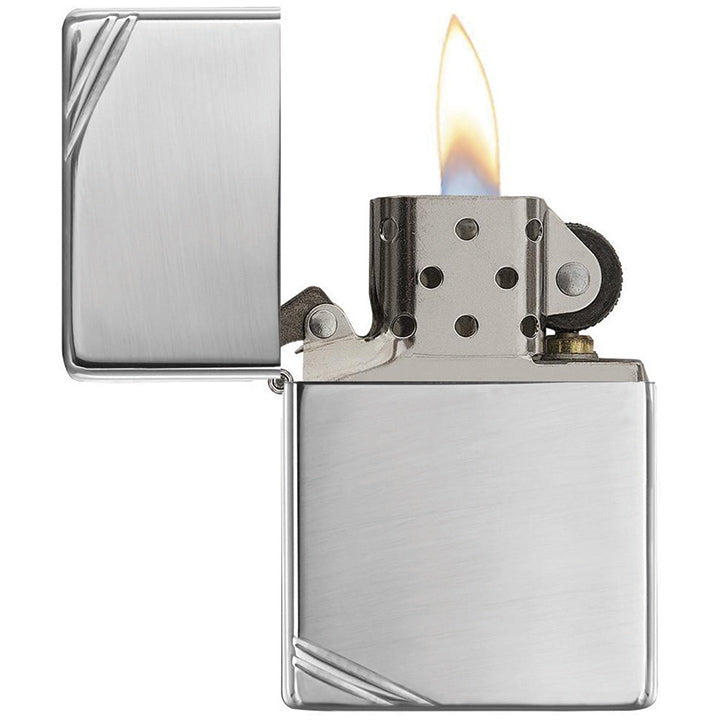 Zippo Windproof Lighter Vintage High Polish Chrome With Slashes