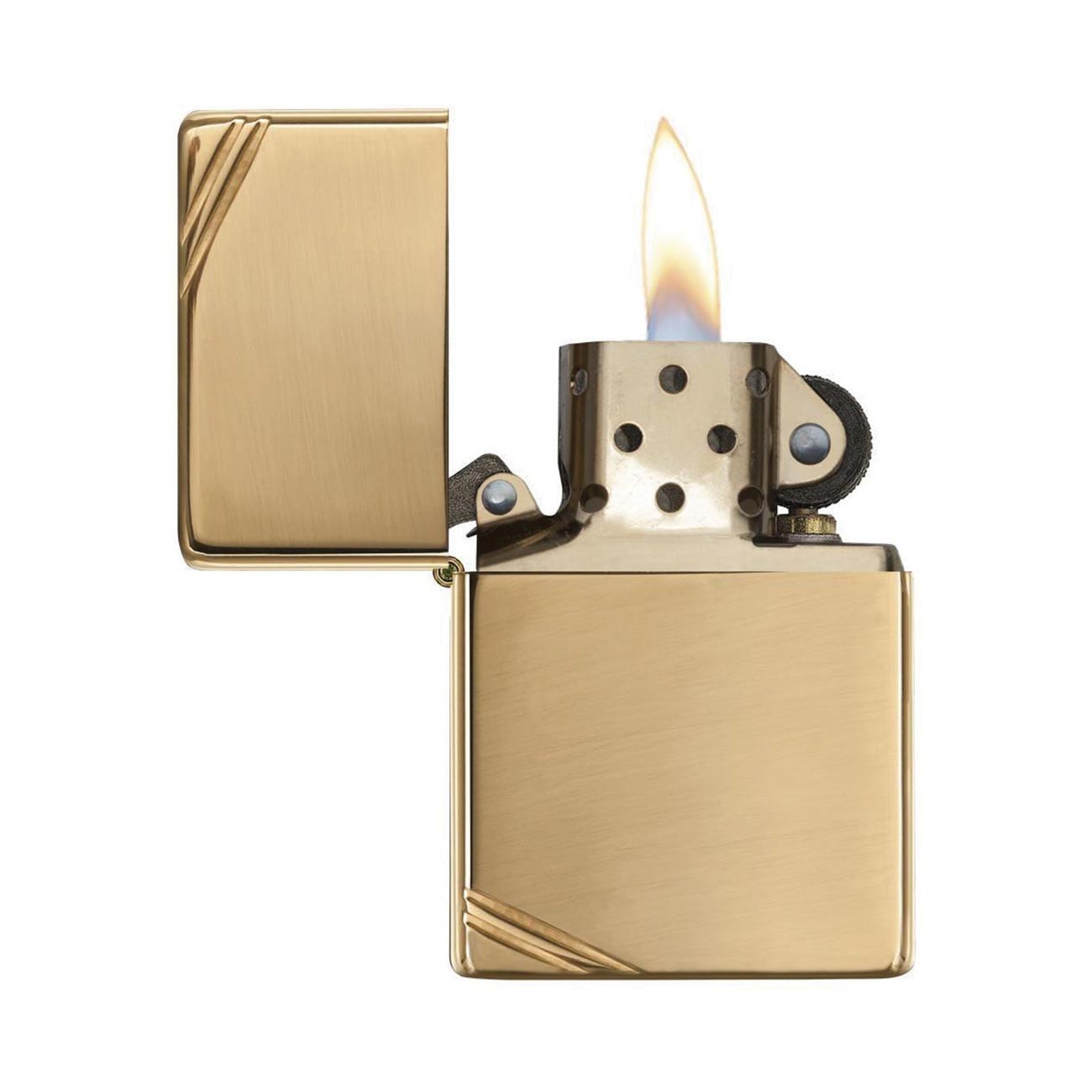 Zippo Windproof Lighter Vintage High Polish Brass W/slashes