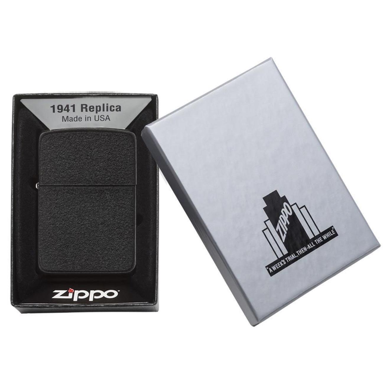 Zippo Windproof Lighter 1941 Replica Black Crackle Finish