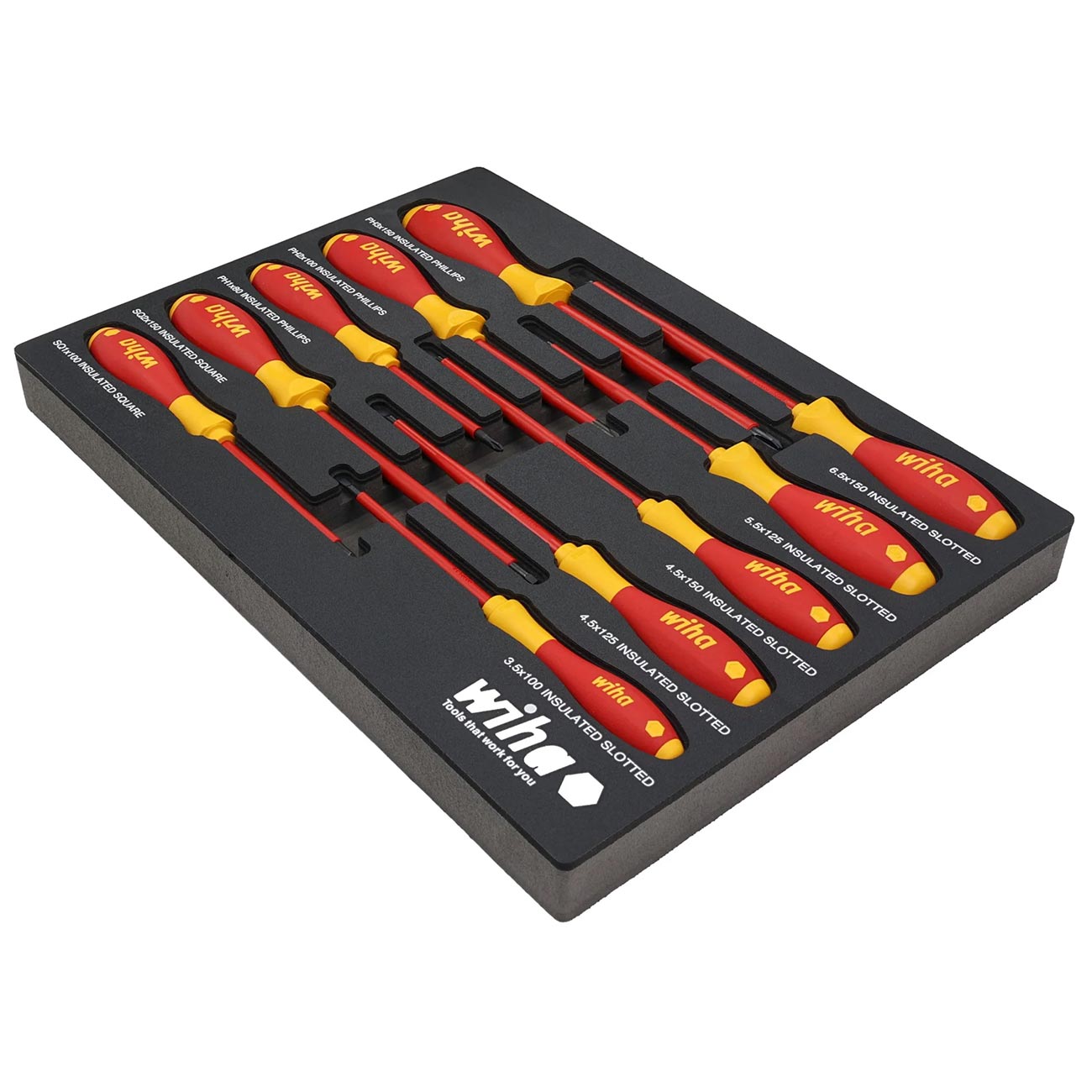 Wiha Insulated Softfinish Cushion Grip Screwdriver Tray Set (10 Piece)