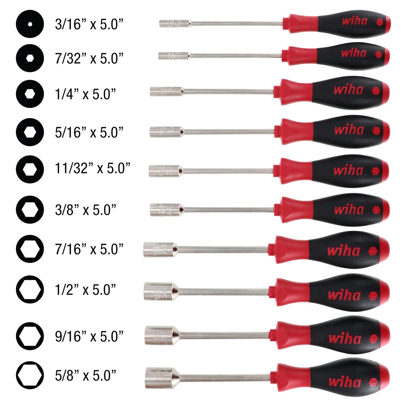 Wiha Softfinish Sae Nut Driver Set (10 Piece Set)