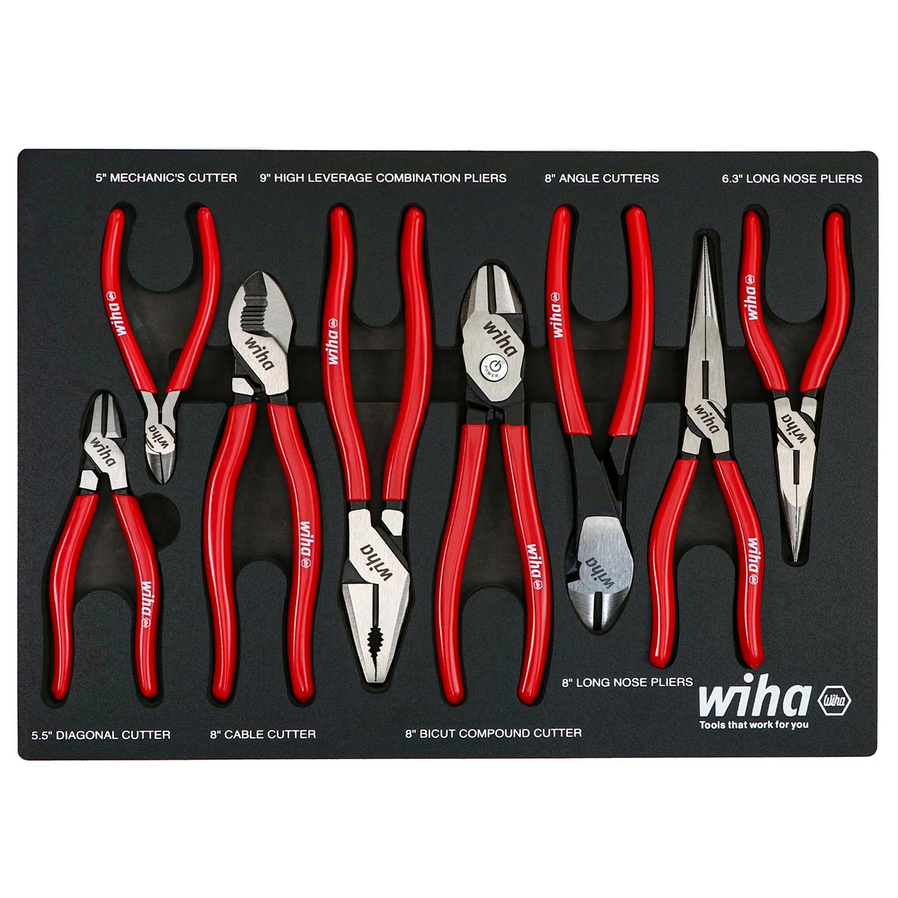 Wiha Classic Grip Pliers And Cutters Tray Set (8 Piece Set)