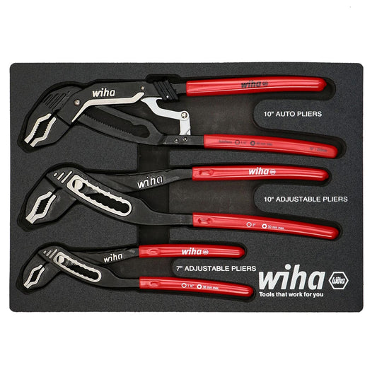 Wiha Classic Grip V-jaw Tongue And Groove Pliers Tray Set (3 Piece Set)