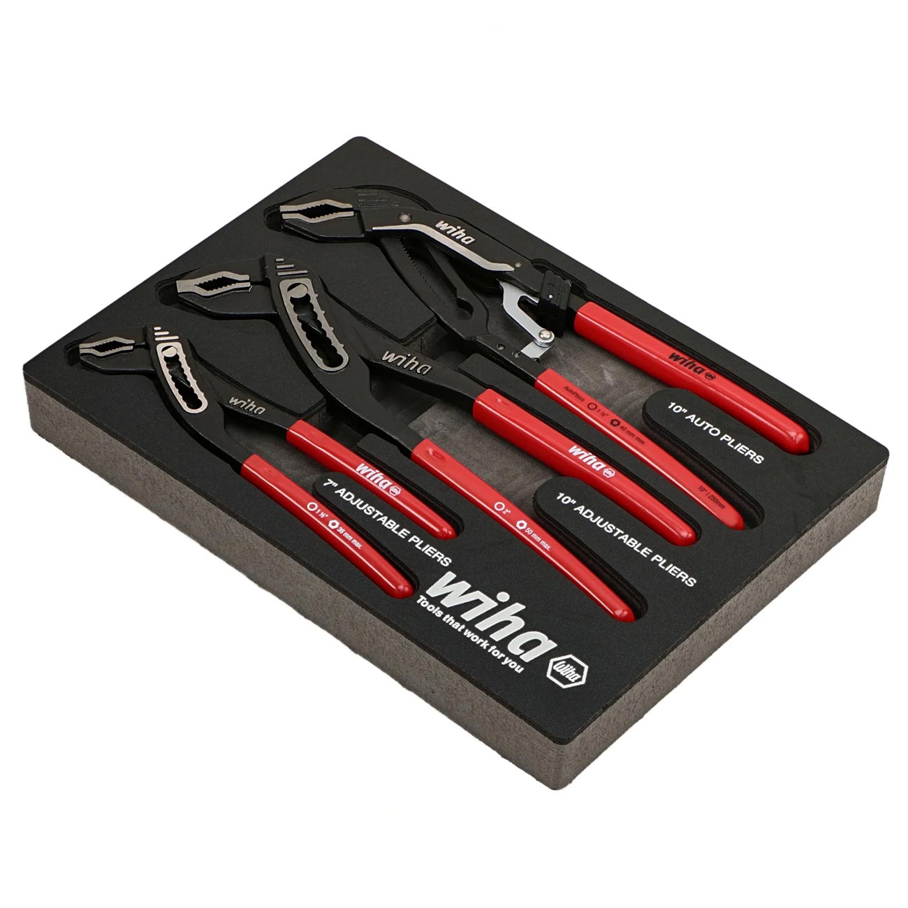 Wiha Classic Grip V-jaw Tongue And Groove Pliers Tray Set (3 Piece Set)